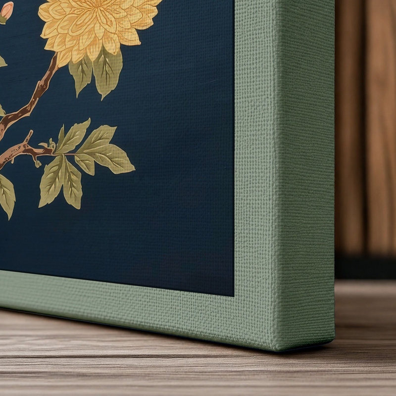 Scattered Blossoms Japandi - Wrapped Canvas, 36x24 - 91.4 x 61.0 cm, Sage Border
