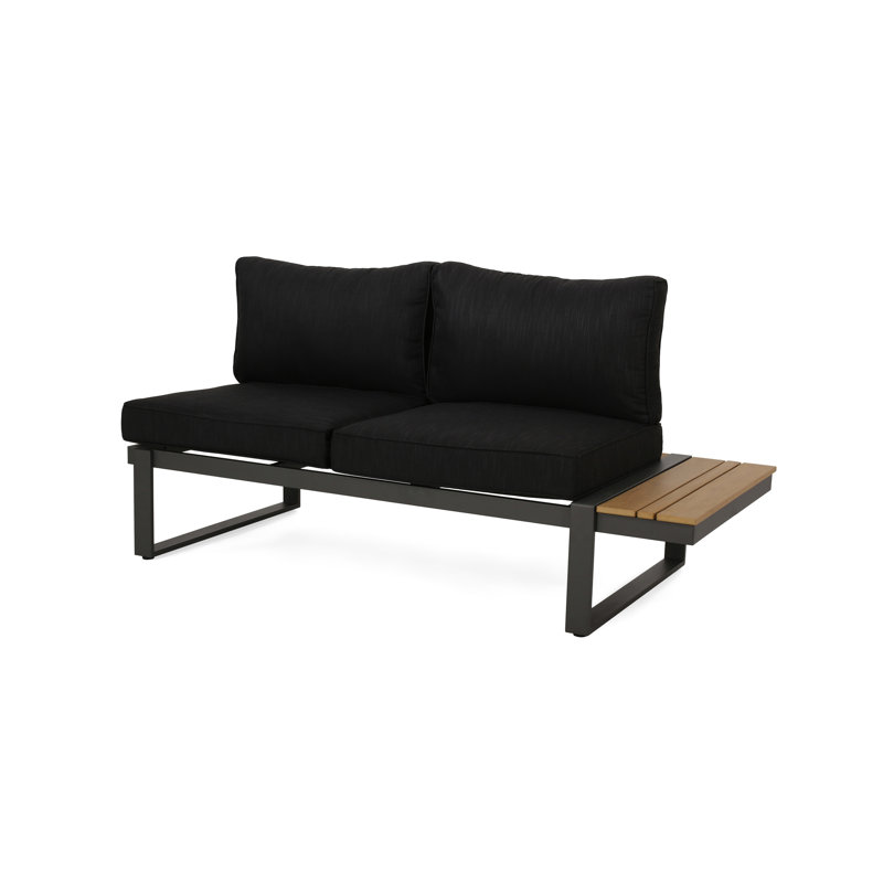 Left Arm Seater - Aluminum, Dark Grey, Water- Interior, Functional Faux Wood In Grey Aluminum Frame, Inner Shell,