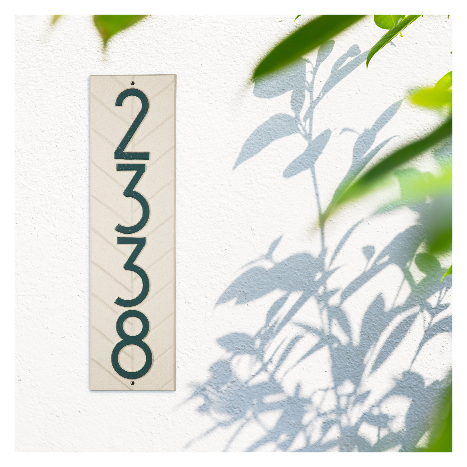 Mid-century Modern Herringbone Vertical Wall Plaque, Coastal Green, Yes