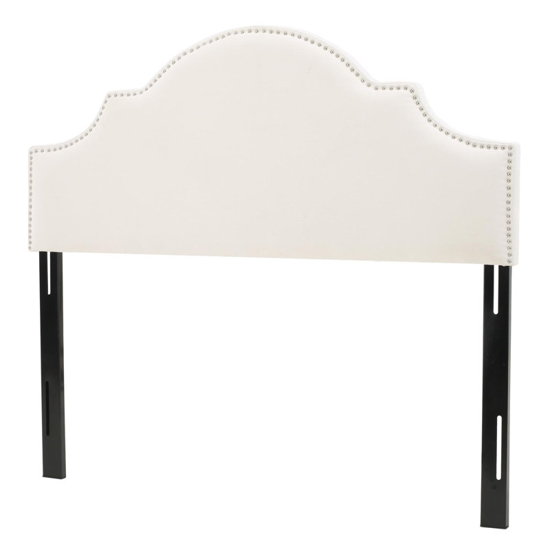 Elegant and sophisticated upholstered headboard with nailhead trim, Ivory