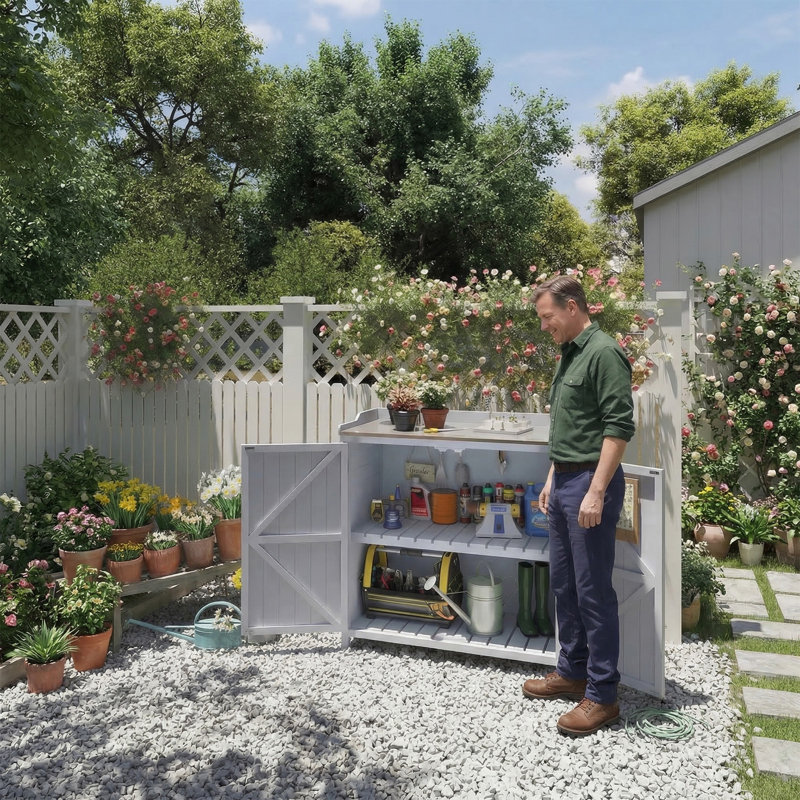 56x26.5x106cm Wooden Garden Storage Shed