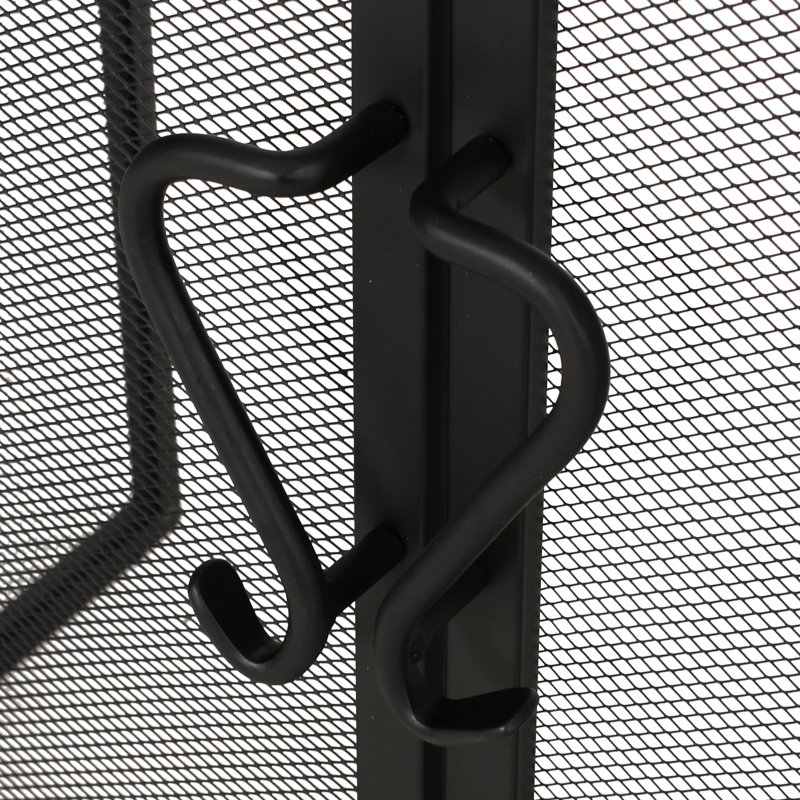 Pare-étincelles pliable en fer avec portes et outils, noir mat, 50,5 po x 32 po 5,5 po, finition noire, 50,5 po x 32 po