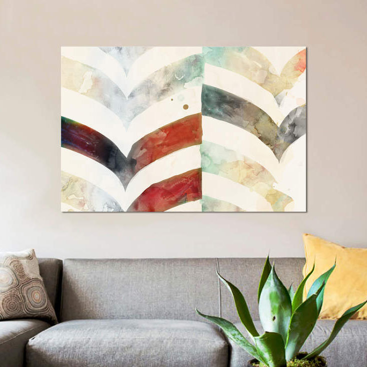 «Chevron Evening», reproduction sur toile, H 18 po x l 26 po x P 1,5 po, Toile tendue, Pas de tapis