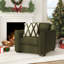 Fauteuil de salon Roundhill Furniture Marvella avec revêtement en chenille Mosswood et coussin décoratif texturé