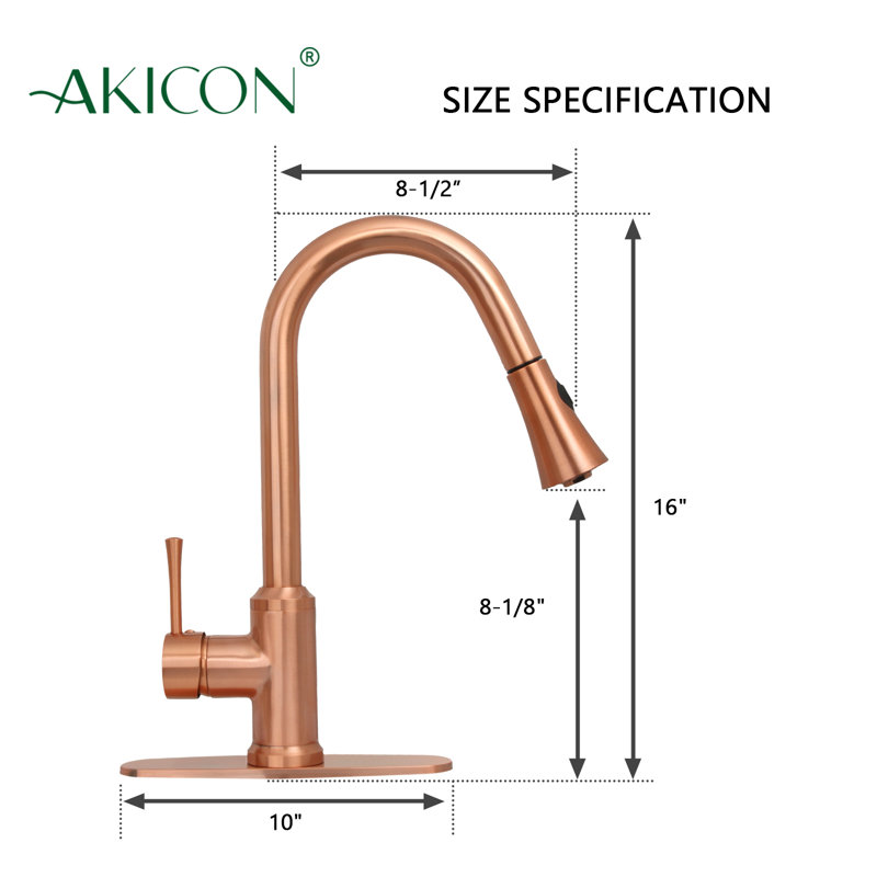 Pull Down Single Handle Kitchen Faucet With Deck Plate