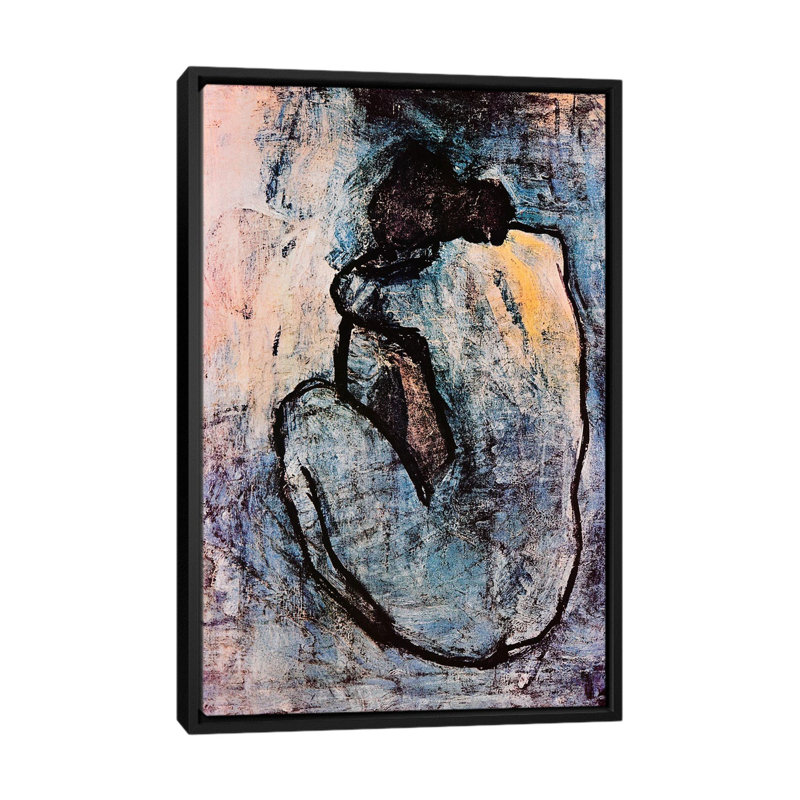 « blue nu » par pablo picasso-impression, Toile avec cadre noir, H 40 po x l 26 po x P 1,5 po