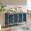 Buffet antique avec sculptures florales, pieds en bois massif, tablettes réglables, idéal comme meuble télé et buffet pour diverses pièces
