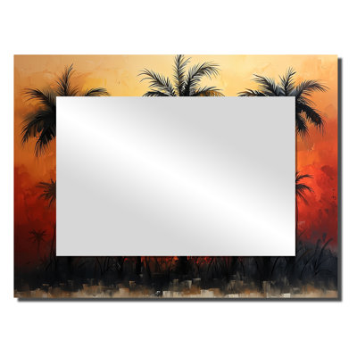 Blossom Of Sunset Colours Plam Trees II - miroir traditionnel pour décoration murale - imprimé sur métal