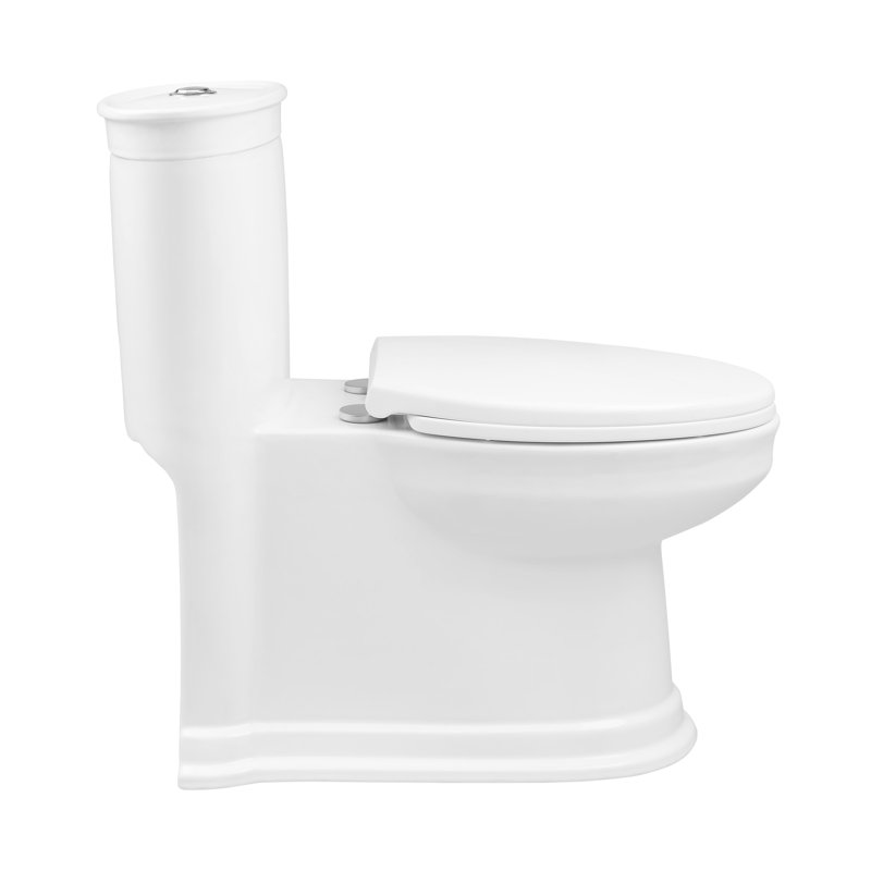 Toilette allongée monopièce à double chasse (siège inclus)