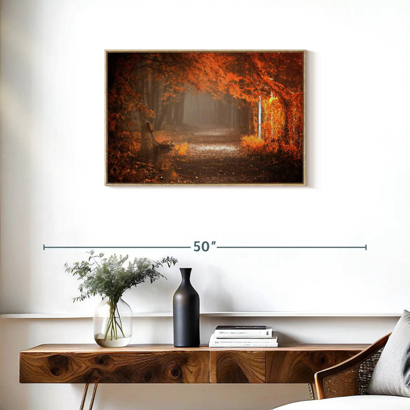 En attente de chute, Cadre flottant en bois naturel, 31 po x 21 po