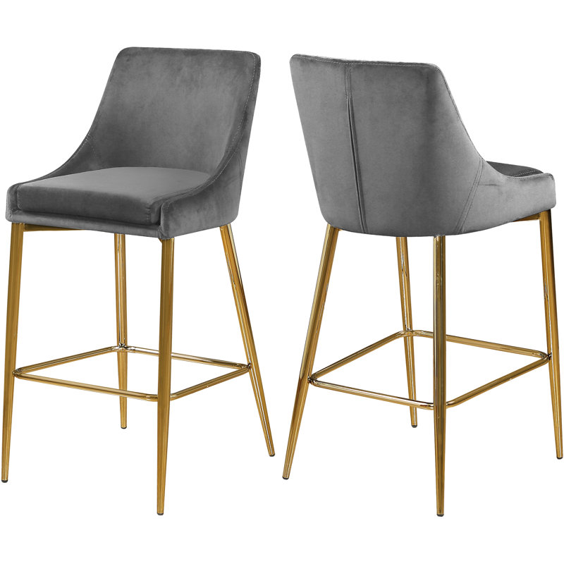 Karina 27.5" Bar Stool, Gold, Gray