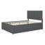Lit double avec lit gigogne et 3 tiroirs, lit plateforme tapissier avec tête de lit en lin-887541869
