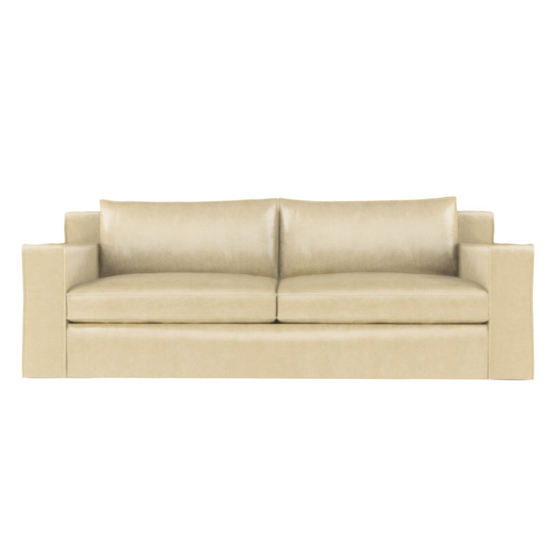 Mulberry Square Track-Arm Sofa with Flange Seam, Box Weave Linen Silver Streak, 33" H x 96" W x 45" D, Weathered
