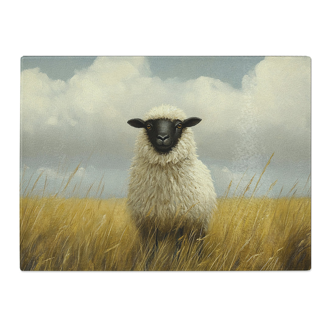 Sheep Artwork  Glass Chopping Board