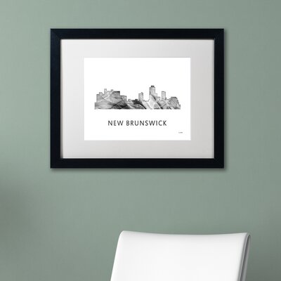 New Brunswick NJ Skyline WB-BW"" by Marlene Watson Framed Graphic Art -  Trademark Fine Art, MW0466-B1114MF