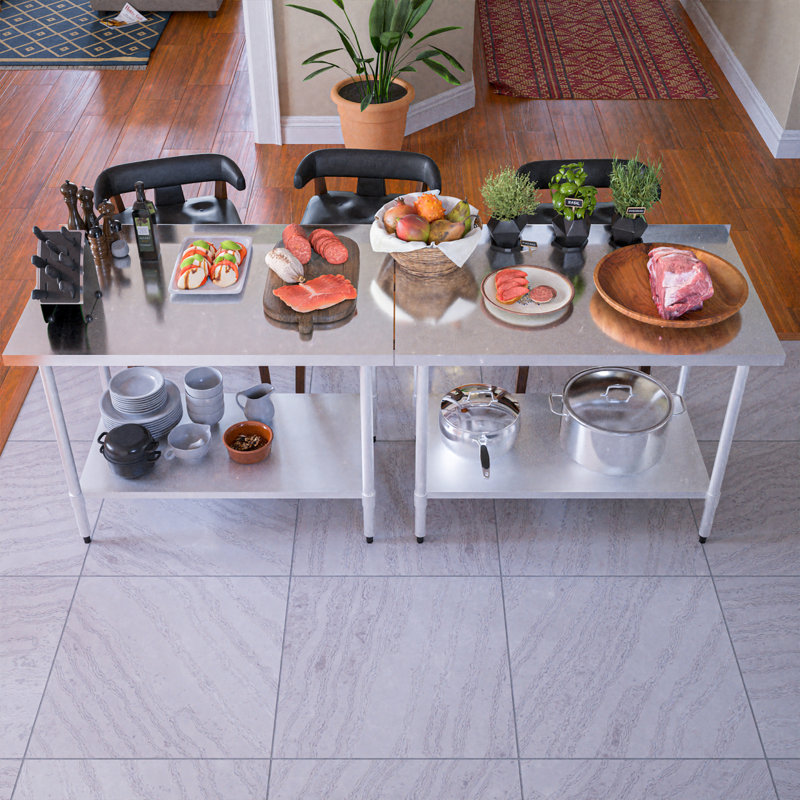 Table de préparation et de travail en acier inoxydable Profeeshaw, 30 po x 48 po, avec dosseret et tablette réglable, robuste pour les cuisines commerciales, les restaurants, les hôtels et les garages