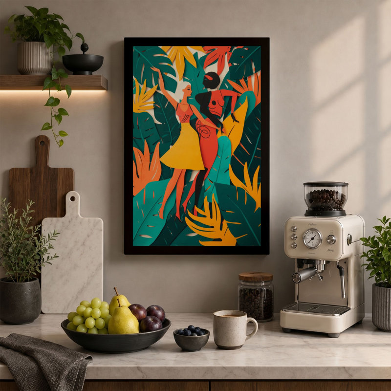 Dancing in Tropics Tropical - Wrapped Canvas, 30x20 - 76.2 x 50.8 cm, Sage Border