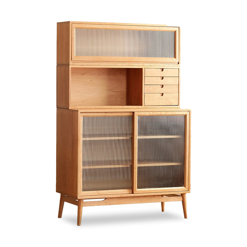 Armoire à nourriture en bois massif et verre Modern Minimalist