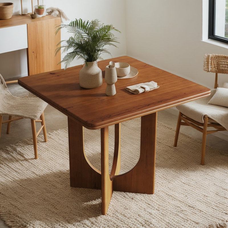Table de salle à manger carrée en bois massif pour 2 à 4 personnes, table de cuisine compacte pour petits espaces