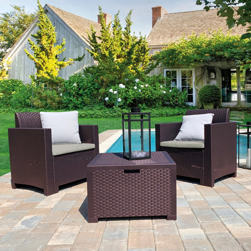 Outdoor Lounge Set Neptune, Garden Set with Cushions, Rattan Effect, Brown