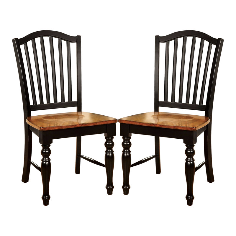 Deux chaises d'appoint en chêne noir et chêne antique, 2 chaises de salle à manger rectangulaires en chêne, bois massif et design élégant