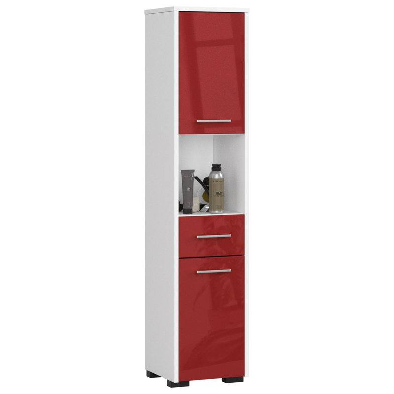 Floreta Linen Cabinet, White/Red Gloss