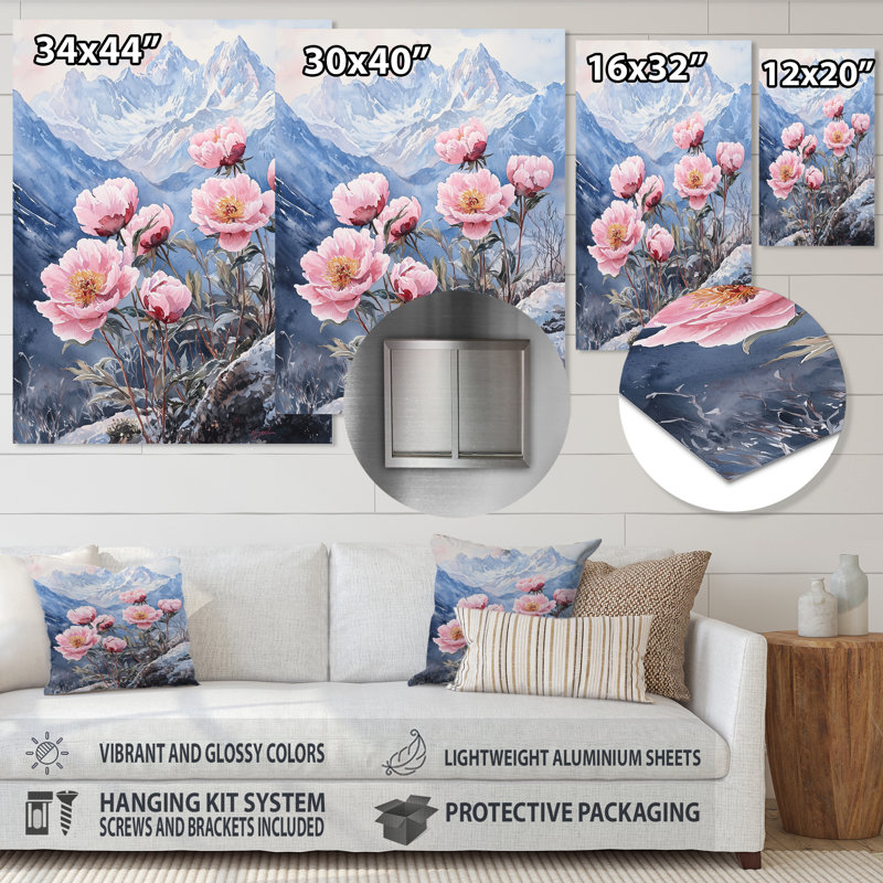 Burgeo - pivoines, impression sur métal, H 20 po x l 12 po