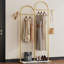 Porte-vêtements à double arche, support à vêtements autoportant doré avec tablette pour chambre à coucher, salon, entrée