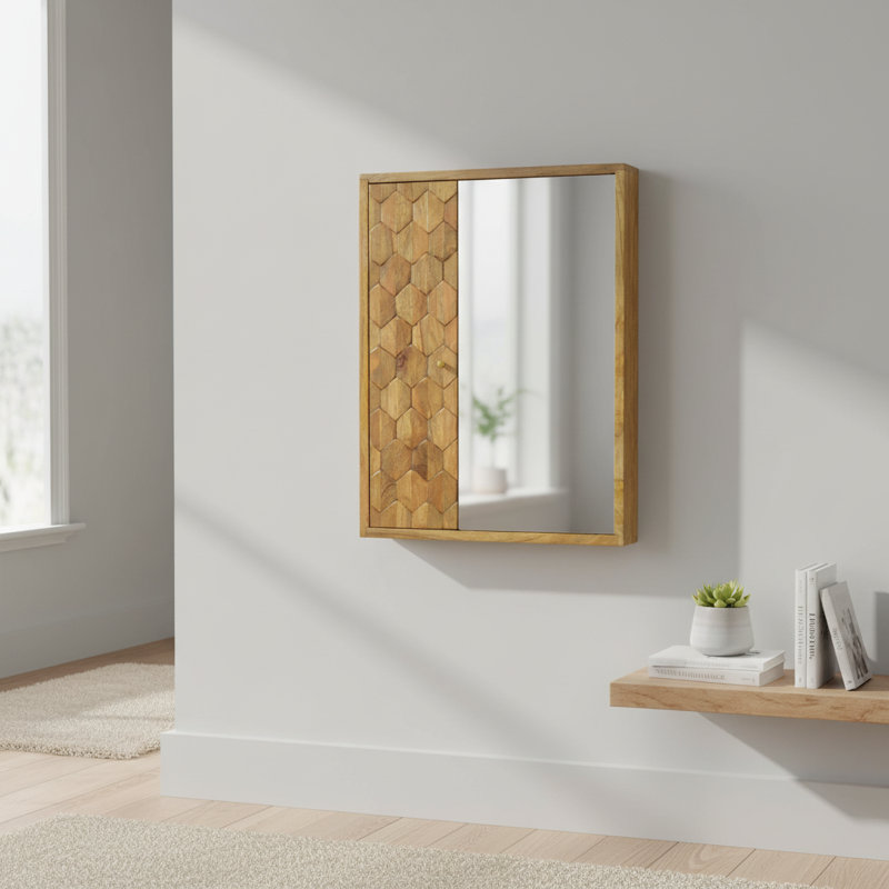 Aenwood 440mm W 580mm H Surface Framed Medicine Cabinet Mirror Fixed