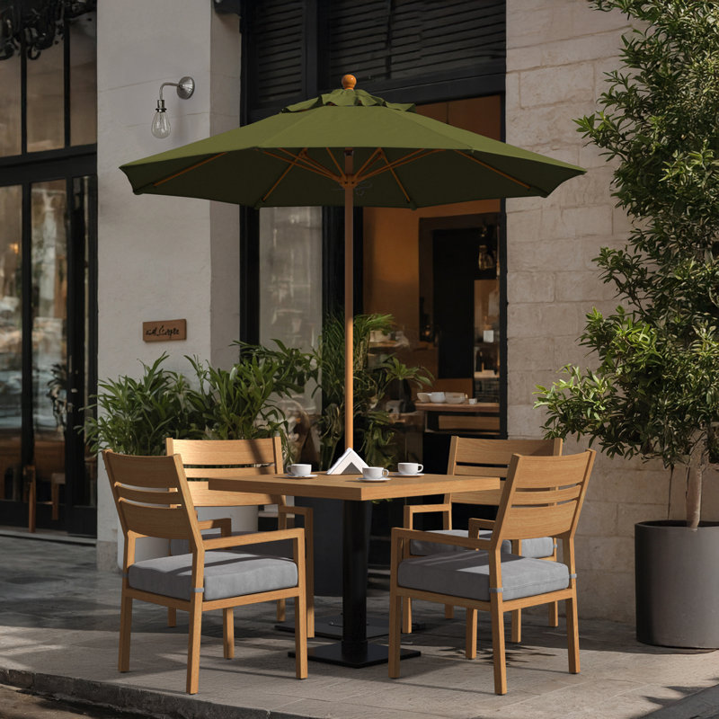 Parasol en bois de teck 7,5 pi, 96" H x 85" W x 85" D, Plante palmier