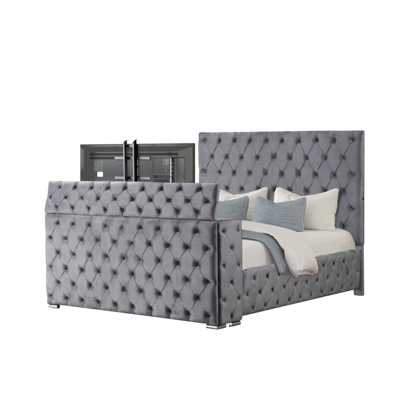 Ensemble de chambre avec grand lit capitonné et rembourré 4 pièces Encore, Beige, Grand