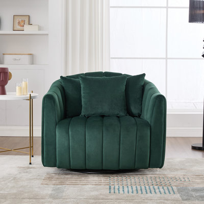 39"W Upholstered Oversized 360° Swivel Accent Barrel Chair