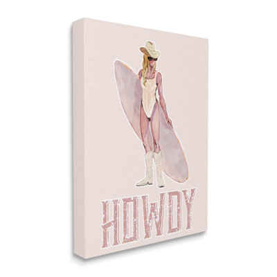 Howdy Coastal Cowgirl On Canvas by Ziwei Li Print