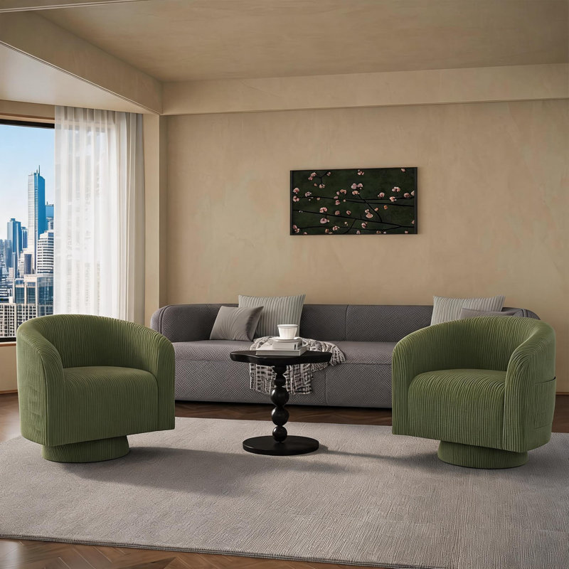 Fauteuil d'appoint pivotant à 360 degrés avec accoudoirs courbés, Vert