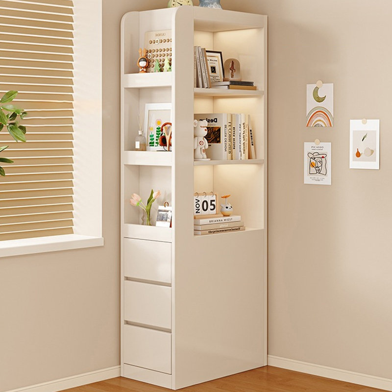 Armoire de coin en bois manufacturé blanc, H 70,87 po x l 15,75 po x P 19,69 po