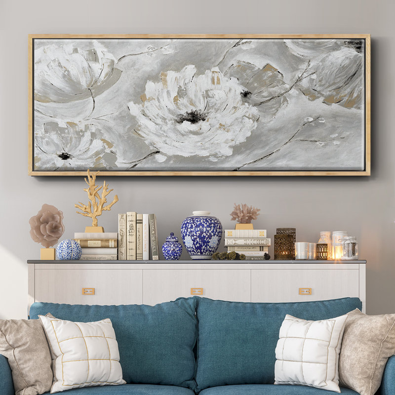 Silver Sun Garden- Framed Canvas, 24" H x 60" W
