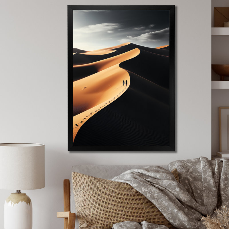" Egypt Silent Sands Landscape I ", Black Picture Framed, 32" H x 16" W x 1" D