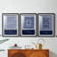 Indigo Tile I - Impression encadrée sur mesure de qualité supérieure mate - 3 pièces-588130253-588130252