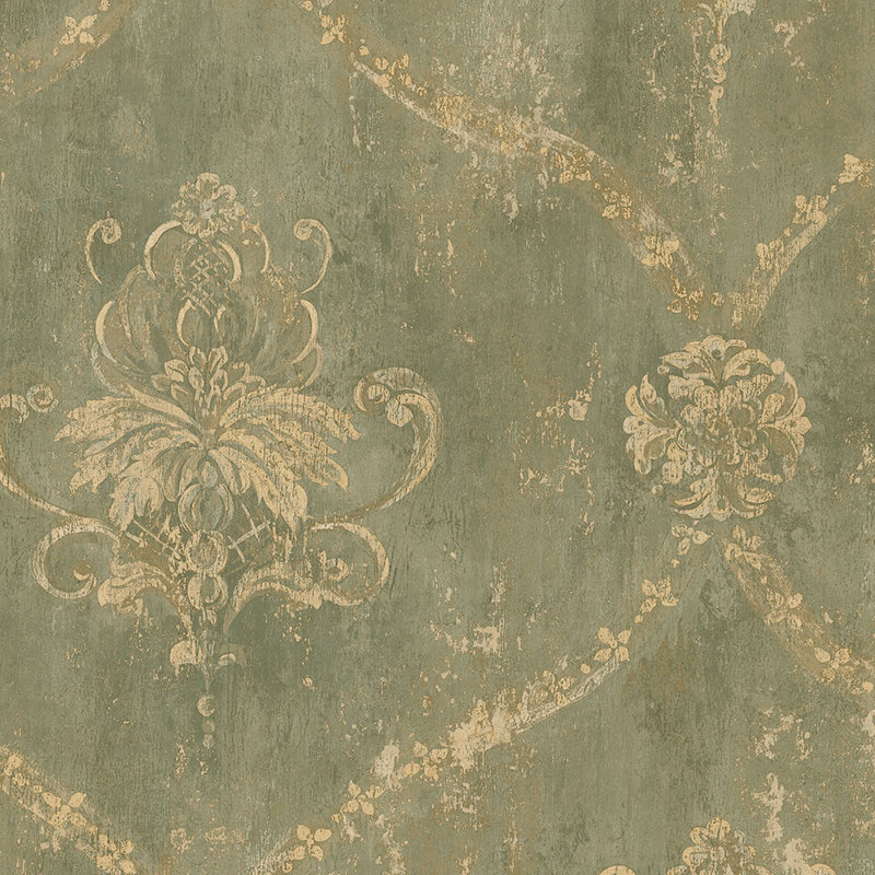 Rouleau de papier peint L 32,7 pi x l 20,5 po Noah, Vert / beige / brun clair