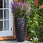 Concrete Effect Tall Planter, Large Frostproof Outdoor Plant Pot, Tall Garden Planter with Drainage Holes, Black Vase Round Plant Pot with Mosaic Pattern-52538749