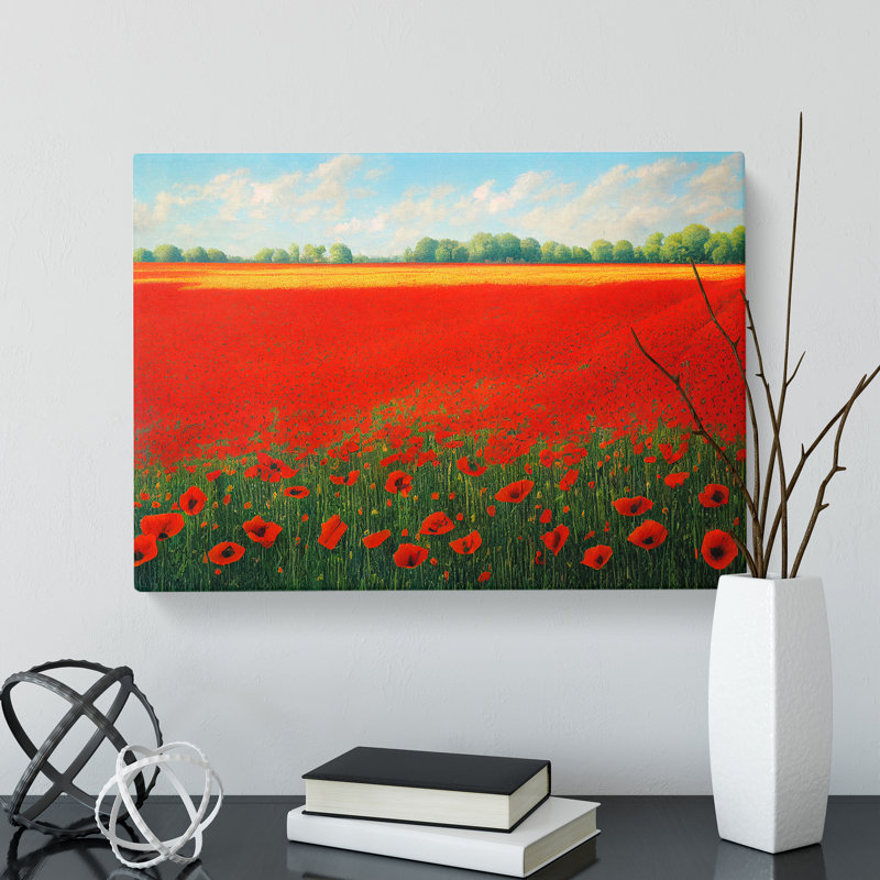 Unbeatable Poppies Flowers - Wrapped Canvas, 50cm H x 76cm W x 3cm D