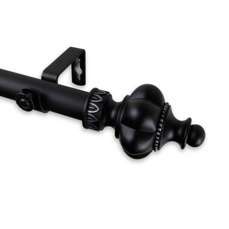 Tringle à rideaux simple Baney, Noir, De 28 po à 48 po de largeur
