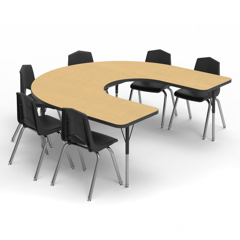 Table d'activité à hauteur réglable MG, H 30 po x L 66 po x l 60 po, Noir, Érable fusion