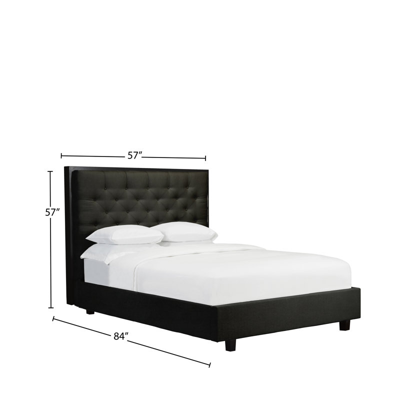 Lit plateforme en tissu d’ameublement, Noir, Double