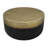 Hygerta Coffee Table, 34.5 Inch Round Drum Shape, Black, Gold Antique Brass Ombre