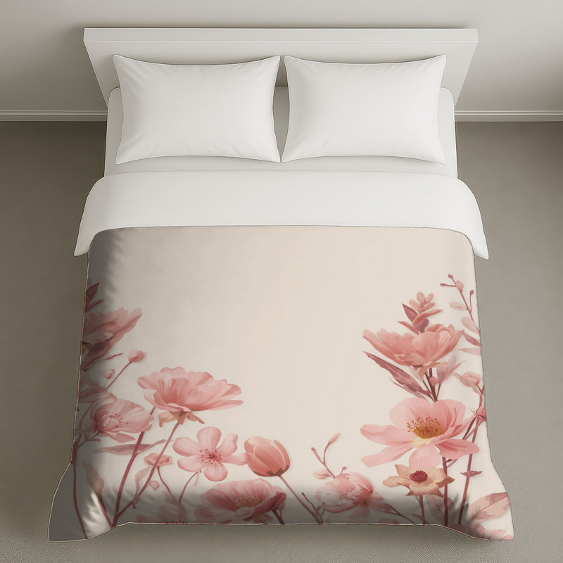 Housses de couette à arrangement floral rose, Twin