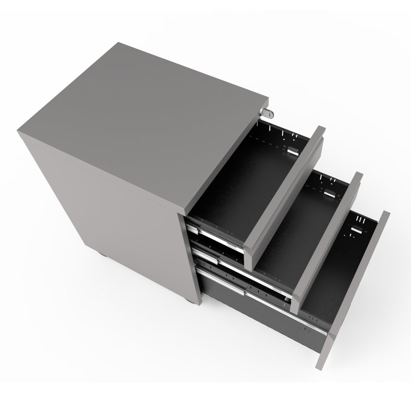 Ophilia 15.35'' Wide 3 -Drawer Mobile Steel File Cabinet, Silver