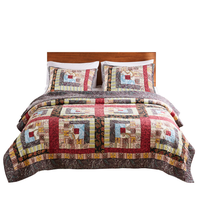 Colorado Lodge Multicolor Cotton Reversible Full Quilt Set