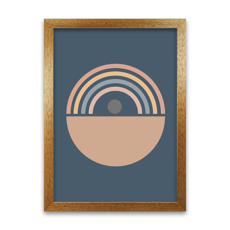 Mid Century Blue B - Print, Oak Frame, 59cm H x 42cm W x 3cm D
