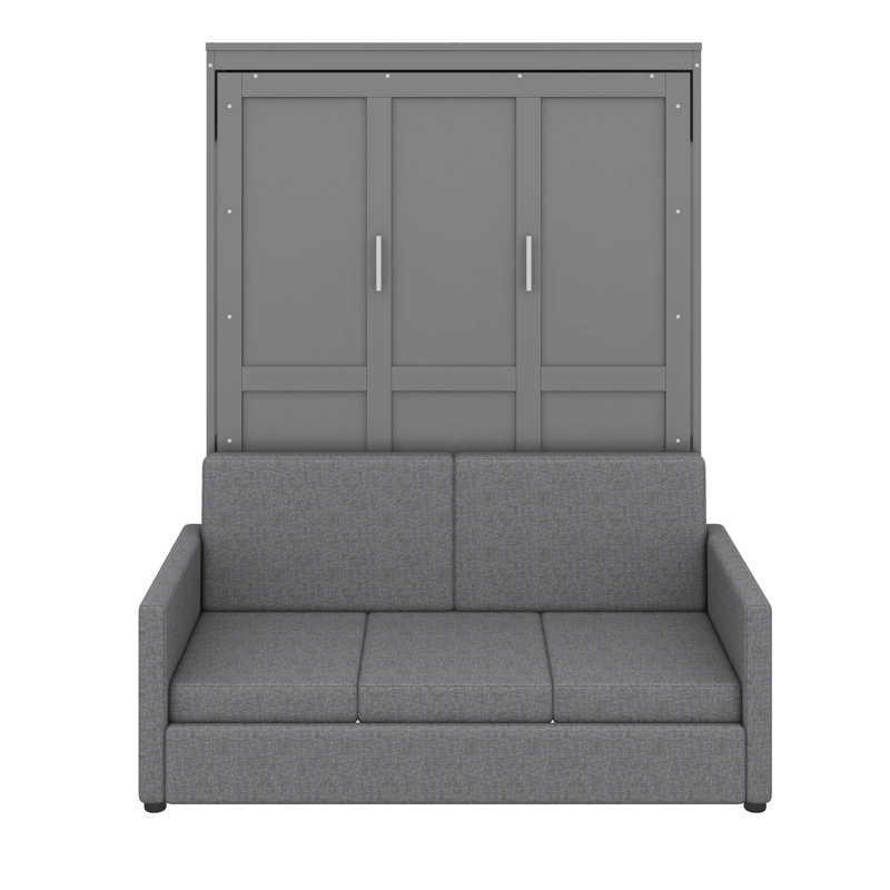 Grand lit escamotable avec coussin, Gris